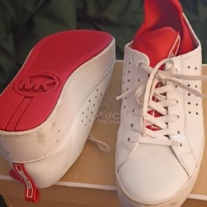 Michael Kors White and Red Women's Sneakers